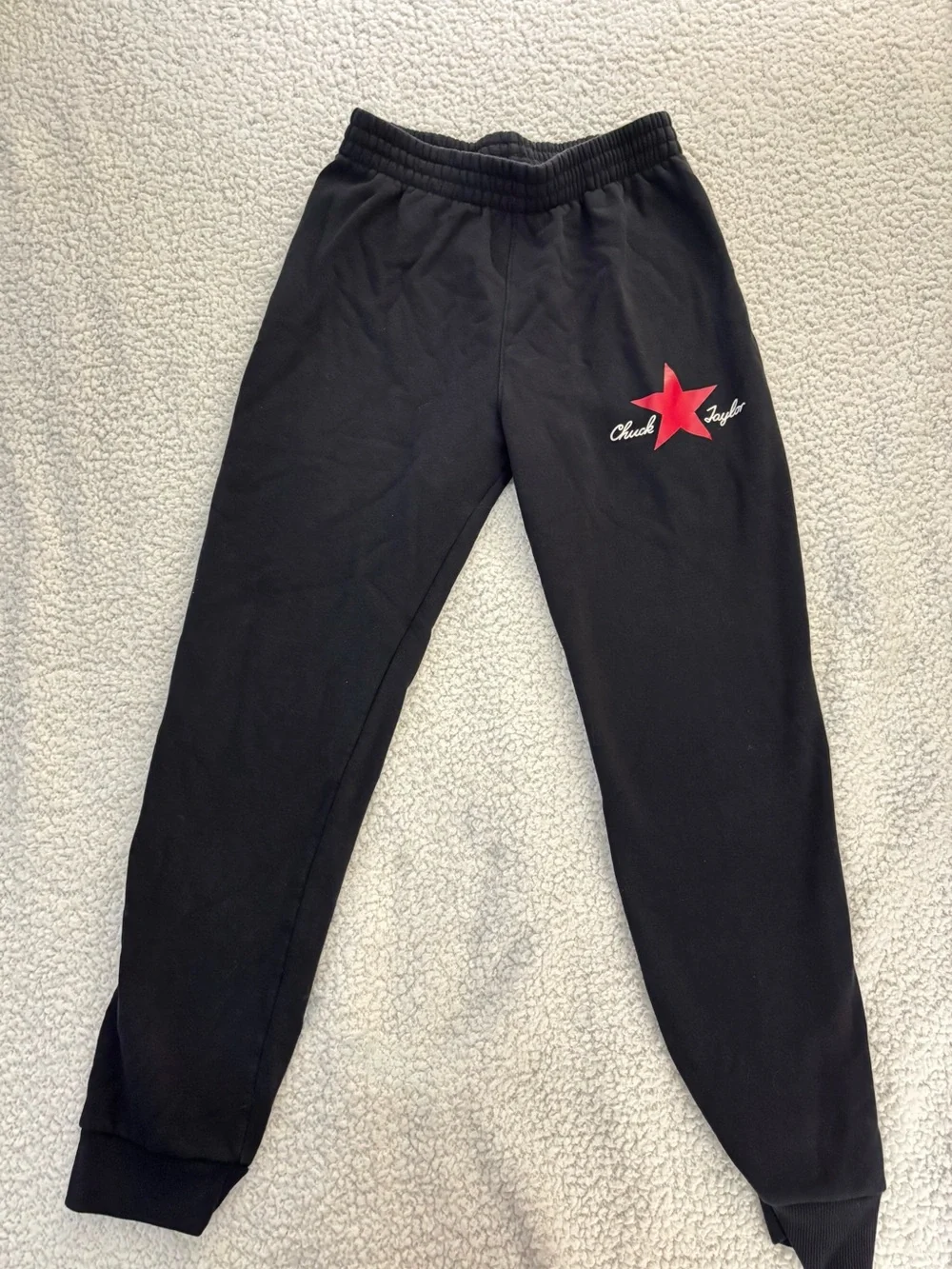 Converse Black Jogger Sweatpants with Red Star